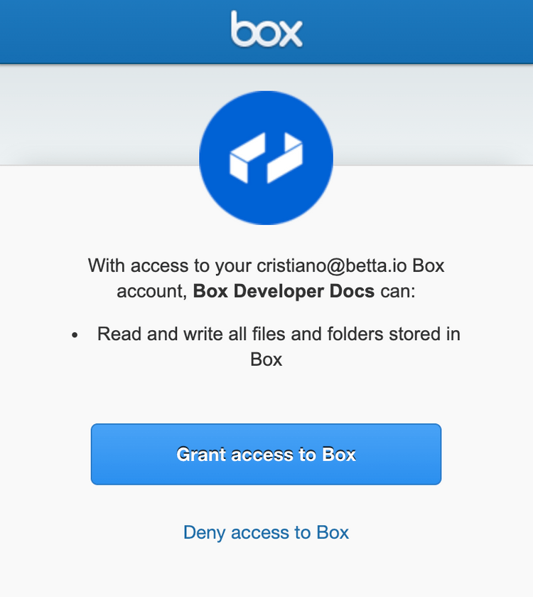 Box OAuth 2.0 approval